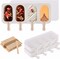 3-Set Silicone Popsicle Molds with Lids – 4-Cavity BPA-Free Ice Pop Maker with 100 Wooden Sticks for Cakesicles, Ice Cream, and DIY Frozen Treats (White)